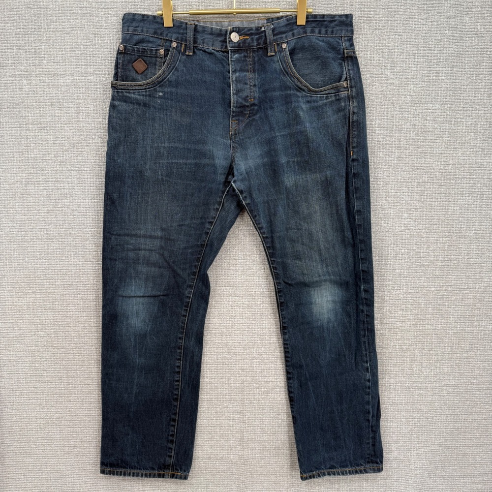 RJR John‎ Rocha Mens Dark Wash Denim Jeans Sz 36x30 Button Fly Straight Fit